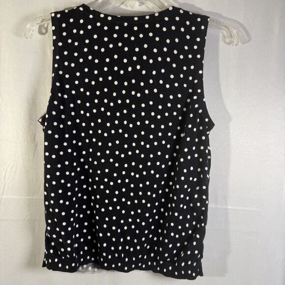Talbots Women’s Petite M Black White Polka Dot Sleeveless Knit Sweater Tank Top - Picture 2 of 6